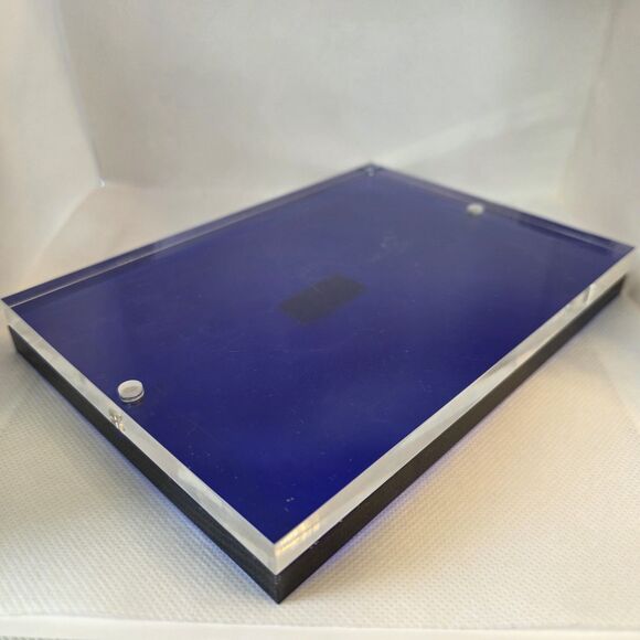 Clear & Blue Lucite Magnetic Block Photo Picture Frame 6" X 8" - Picture 2 of 10